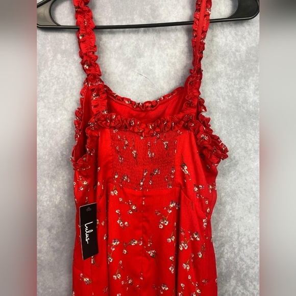 Lulus In the Garden Red Floral Print Skater‎ mini Spring Dress Size S - Picture 10 of 15